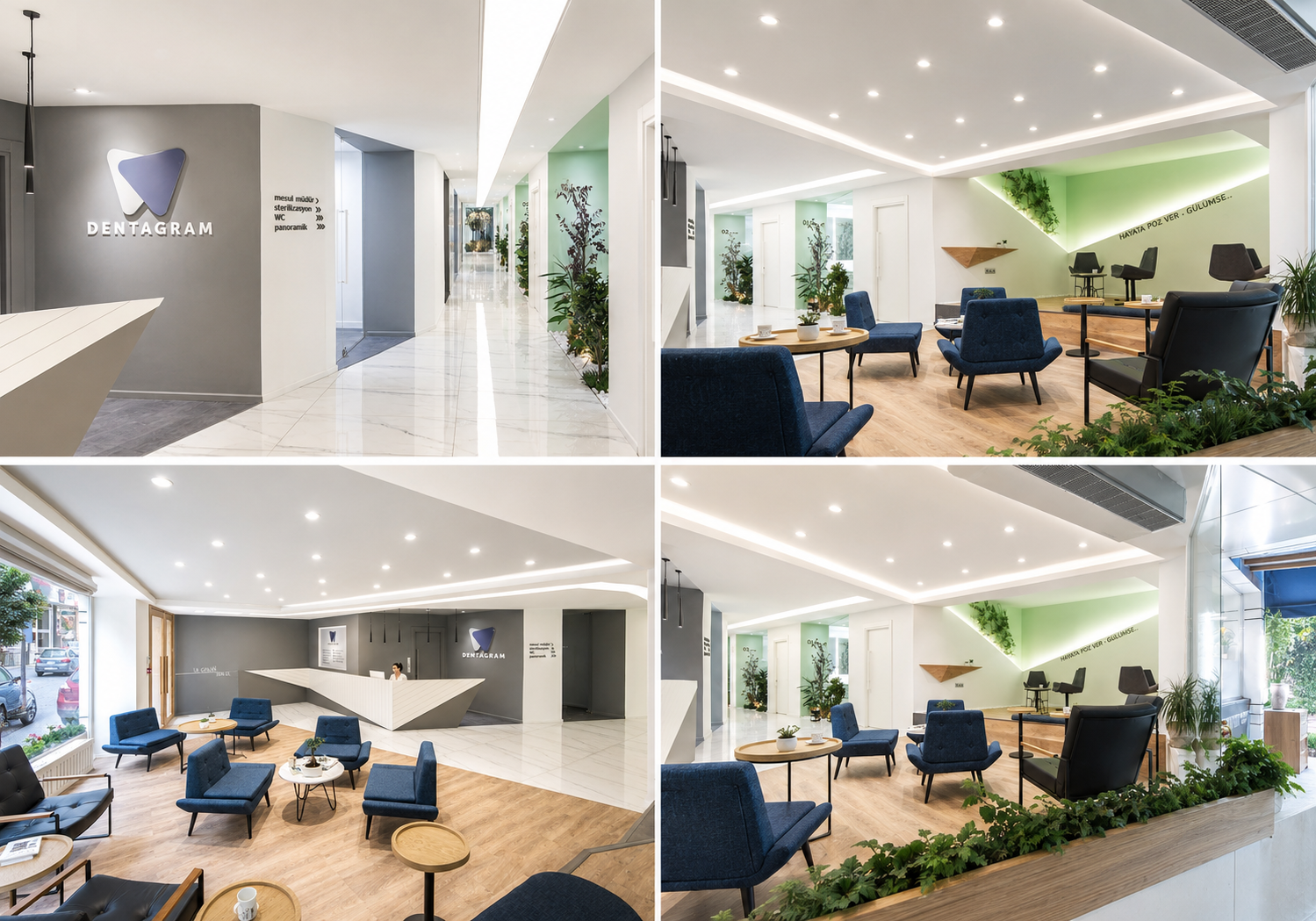 Dentagram İstanbul Şişli Mecidiyeköy modern diş kliniği iç mekânları
