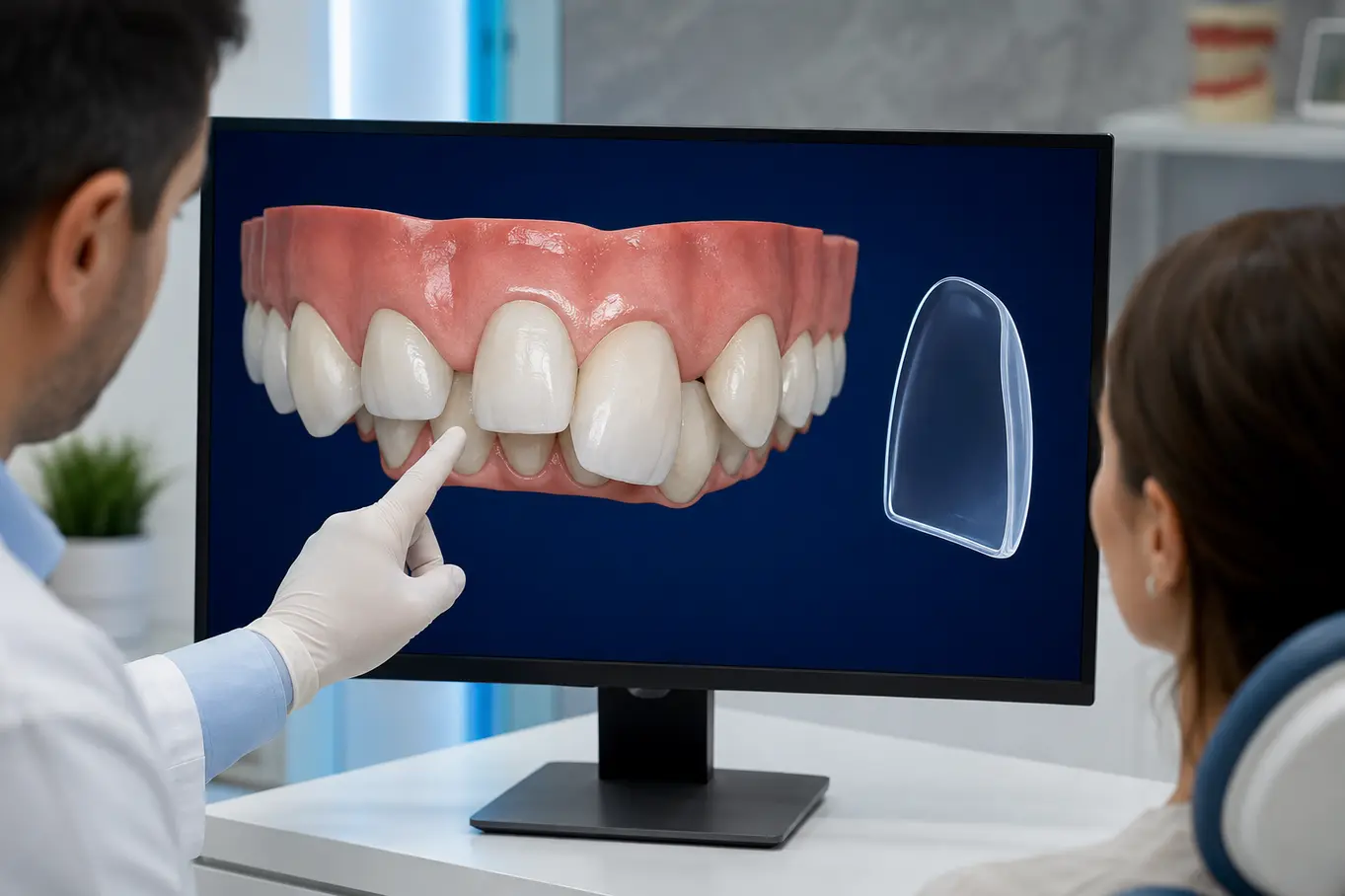 No-prep veneer limitations and tooth position Illustration of front tooth alignment considered when assessing the limits of facing zonder preparatie